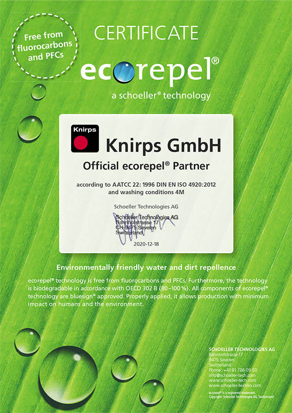 Knirps получил сертификат Ecorepel